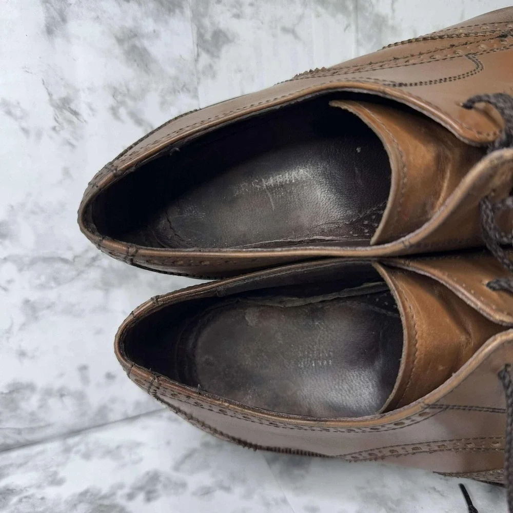 Florsheim CASTELLANO WINGTIP 14137 Tan Leather Oxford‎ Shoes 9.5D Derby